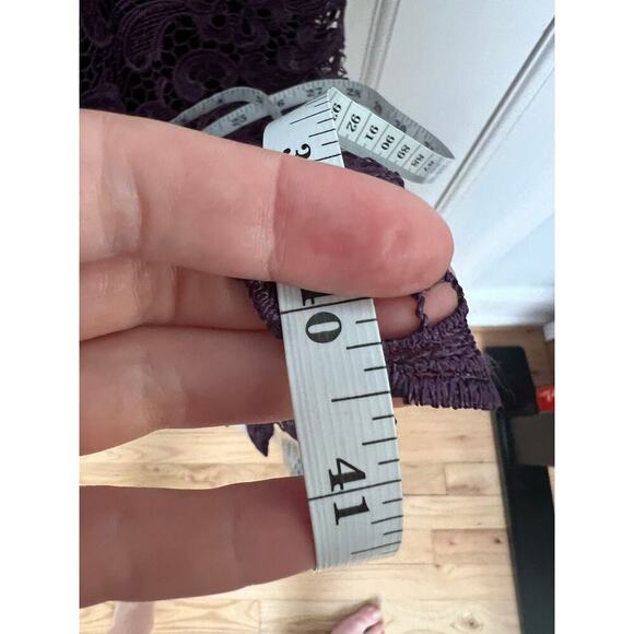 NEW Patra Women's 8 Mini Dress Crocheted Venise Purple Metallic Lace Shift Dress - Picture 16 of 16